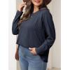imageImily Bela Womens Plus Size Tops Casual Long Sleeve Textured Crewneck Shirts Fall Loose Tunic TopNavy