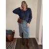 imageImily Bela Womens Plus Size Tops Casual Long Sleeve Textured Crewneck Shirts Fall Loose Tunic TopNavy