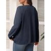 imageImily Bela Womens Plus Size Tops Casual Long Sleeve Textured Crewneck Shirts Fall Loose Tunic TopNavy