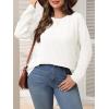 imageImily Bela Womens Plus Size Tops Casual Long Sleeve Textured Crewneck Shirts Fall Loose Tunic TopWhite