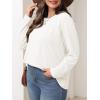 imageImily Bela Womens Plus Size Tops Casual Long Sleeve Textured Crewneck Shirts Fall Loose Tunic TopWhite