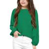 imageGirls Pullover Sweaters Kids Long Sleeve Drop Shoulder Sweaters Casual Boat Neck Knit Jumper TopsDark Green