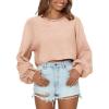 imageImily Bela Cropped Sweaters for Women Lantern Long Sleeve Crop Top Slouchy Trendy Loose Crewneck Pullover SweaterKhaki