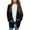 imageImily Bela Girls Cardigan Open Front Popcorn Knit Long Sleeve Sweaters Coat with PocketsBlack