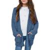 imageImily Bela Girls Cardigan Open Front Popcorn Knit Long Sleeve Sweaters Coat with PocketsBlue