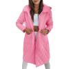 imageImily Bela Womens Long Quilted Jackets Zip Up Hooded Drawstring Waist Coats with PocketsPink