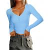 imageImily Bela Womens Long Sleeve Shirts V Neck Slim Fitted Henley Tops 2025 Ribbed Knit Casual Trendy Going Out Crop TopsSky Blue