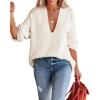 imageImily Bela Womens Oversized Deep V Neck Sweaters Sexy Long Sleeve Tunic Sweater Knitted Dressy Pullover JumperOffwhite