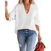 imageImily Bela Womens Oversized Deep V Neck Sweaters Sexy Long Sleeve Tunic Sweater Knitted Dressy Pullover JumperWhite
