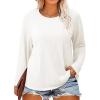 imageImily Bela Womens Plus Size Tops Casual Long Sleeve Textured Crewneck Shirts Fall Loose Tunic TopWhite