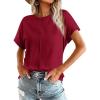imageImily Bela Womens Short Sleeve T Shirts Summer Crew Neck Dressy Casual Tops Basic Trendy TeesWine Red