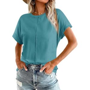 imageImily Bela Womens Short Sleeve T Shirts Summer Crew Neck Dressy Casual Tops Basic Trendy TeesBlue Green
