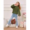 imageImily Bela Girls Sweaters Kids Casual Bell Sleeve Knit Pullover Jumper TopsArmy Green