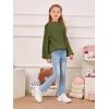 imageImily Bela Girls Sweaters Kids Casual Bell Sleeve Knit Pullover Jumper TopsArmy Green