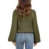 imageImily Bela Girls Sweaters Kids Casual Bell Sleeve Knit Pullover Jumper TopsArmy Green