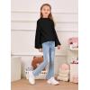 imageImily Bela Girls Sweaters Kids Casual Bell Sleeve Knit Pullover Jumper TopsBlack