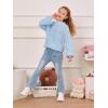 imageImily Bela Girls Sweaters Kids Casual Bell Sleeve Knit Pullover Jumper TopsBlue