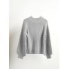 imageImily Bela Girls Sweaters Kids Casual Bell Sleeve Knit Pullover Jumper TopsGrey