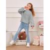 imageImily Bela Girls Sweaters Kids Casual Bell Sleeve Knit Pullover Jumper TopsGrey