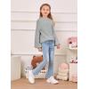 imageImily Bela Girls Sweaters Kids Casual Bell Sleeve Knit Pullover Jumper TopsGrey