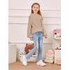 imageImily Bela Girls Sweaters Kids Casual Bell Sleeve Knit Pullover Jumper TopsKhaki