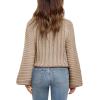imageImily Bela Girls Sweaters Kids Casual Bell Sleeve Knit Pullover Jumper TopsKhaki