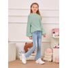 imageImily Bela Girls Sweaters Kids Casual Bell Sleeve Knit Pullover Jumper TopsMint Green