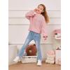 imageImily Bela Girls Sweaters Kids Casual Bell Sleeve Knit Pullover Jumper TopsPink