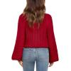 imageImily Bela Girls Sweaters Kids Casual Bell Sleeve Knit Pullover Jumper TopsRed
