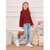 imageImily Bela Girls Sweaters Kids Casual Bell Sleeve Knit Pullover Jumper TopsRed