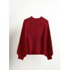 imageImily Bela Girls Sweaters Kids Casual Bell Sleeve Knit Pullover Jumper TopsRed