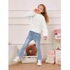 imageImily Bela Girls Sweaters Kids Casual Bell Sleeve Knit Pullover Jumper TopsWhite