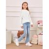 imageImily Bela Girls Sweaters Kids Casual Bell Sleeve Knit Pullover Jumper TopsWhite
