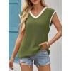 imageImily Bela Summer Cap Sleeve Sweater Vest for Women Casual V Neck Sleeveless Knit Pullover Tank Tops 2025 Spring ShirtsArmy Green