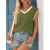 imageImily Bela Summer Cap Sleeve Sweater Vest for Women Casual V Neck Sleeveless Knit Pullover Tank Tops 2025 Spring ShirtsArmy Green