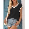 imageImily Bela Summer Cap Sleeve Sweater Vest for Women Casual V Neck Sleeveless Knit Pullover Tank Tops 2025 Spring ShirtsBlack