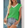 imageImily Bela Summer Cap Sleeve Sweater Vest for Women Casual V Neck Sleeveless Knit Pullover Tank Tops 2025 Spring ShirtsGreen