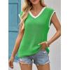 imageImily Bela Summer Cap Sleeve Sweater Vest for Women Casual V Neck Sleeveless Knit Pullover Tank Tops 2025 Spring ShirtsGreen