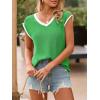 imageImily Bela Summer Cap Sleeve Sweater Vest for Women Casual V Neck Sleeveless Knit Pullover Tank Tops 2025 Spring ShirtsGreen