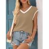 imageImily Bela Summer Cap Sleeve Sweater Vest for Women Casual V Neck Sleeveless Knit Pullover Tank Tops 2025 Spring ShirtsKhaki