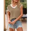 imageImily Bela Summer Cap Sleeve Sweater Vest for Women Casual V Neck Sleeveless Knit Pullover Tank Tops 2025 Spring ShirtsKhaki