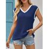 imageImily Bela Summer Cap Sleeve Sweater Vest for Women Casual V Neck Sleeveless Knit Pullover Tank Tops 2025 Spring ShirtsNavy