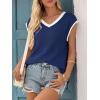 imageImily Bela Summer Cap Sleeve Sweater Vest for Women Casual V Neck Sleeveless Knit Pullover Tank Tops 2025 Spring ShirtsNavy