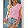 imageImily Bela Summer Cap Sleeve Sweater Vest for Women Casual V Neck Sleeveless Knit Pullover Tank Tops 2025 Spring ShirtsPink