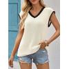 imageImily Bela Summer Cap Sleeve Sweater Vest for Women Casual V Neck Sleeveless Knit Pullover Tank Tops 2025 Spring ShirtsWhite