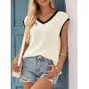 imageImily Bela Summer Cap Sleeve Sweater Vest for Women Casual V Neck Sleeveless Knit Pullover Tank Tops 2025 Spring ShirtsWhite