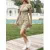 imageImily Bela Womens Summer Dress Ruffle Sleeve Sqaure Neck Smocked Sun Dress Casual Boho Beach Floral Mini DressLight Green