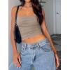 imageImily Bela Womens Summer Tank Tops Ruched Double Lined Sleeveless Y2K Going Out Crop ShirtsKhaki
