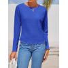 imageImily Bela Womens Waffle Knit Long Sleeve TShirts Slim Fit Crew Neck Basic Tee 2025 Trendy Spring Summer TopsBlue