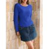 imageImily Bela Womens Waffle Knit Long Sleeve TShirts Slim Fit Crew Neck Basic Tee 2025 Trendy Spring Summer TopsBlue